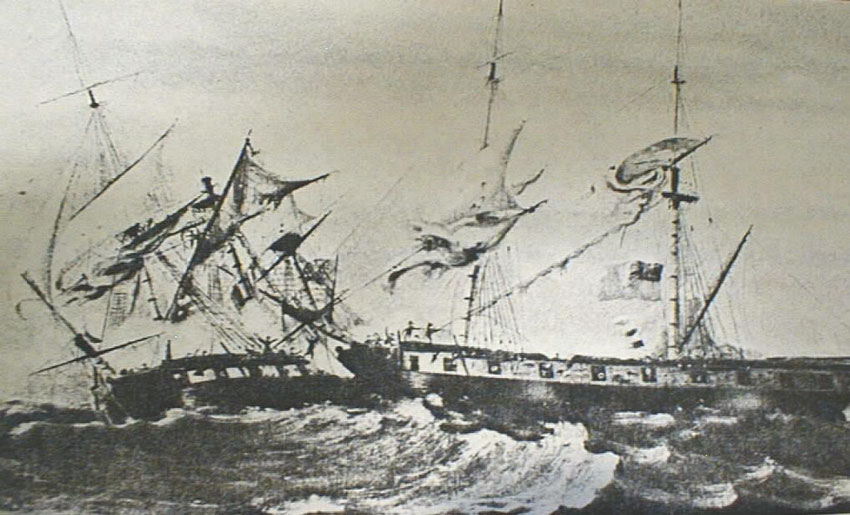 U.S. Sloop "The Wasp" in action during The War of 1812