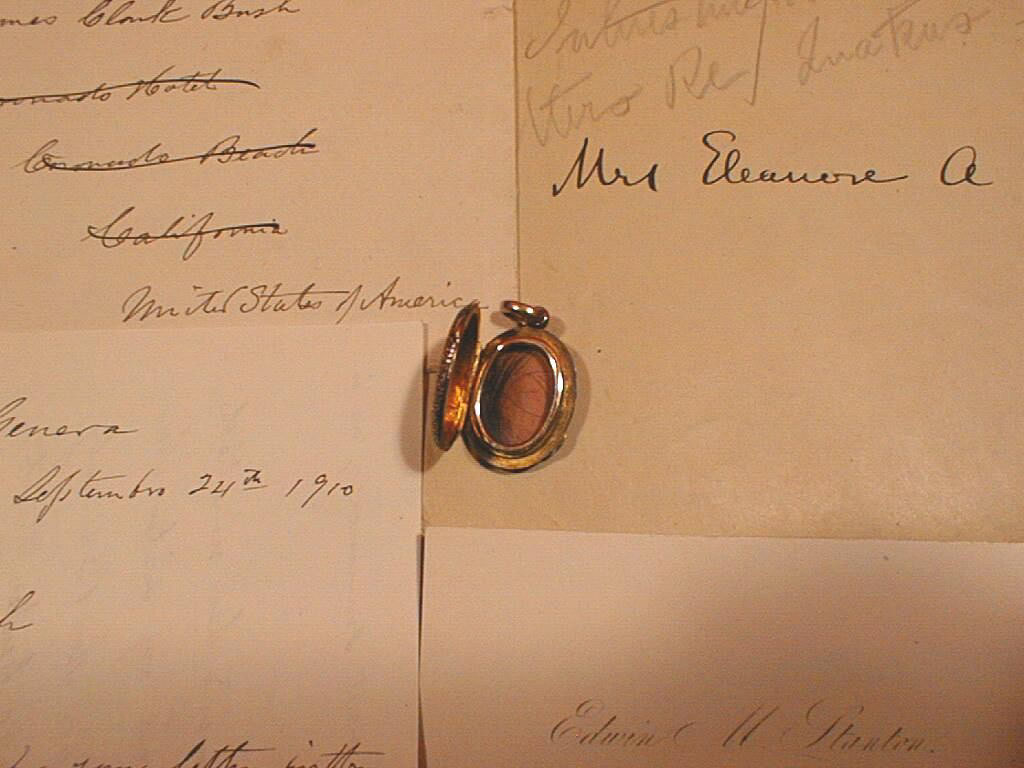 A Memorial Locket containing a lock of hair from Edwin M. Stanton